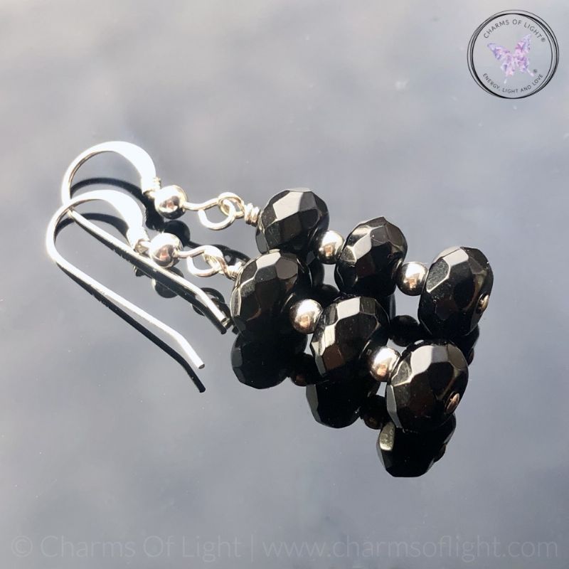 Black Onyx Facet Bead Earrings